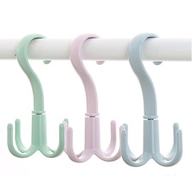 Closet Hanging Hooks,Rotatable Storage Organizer,Set of 4,Punch-Free Closet Hanger Holder for Home Dorm Apartment (Mixed Color)