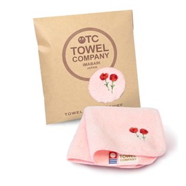 TOWEL COMPANY Imabari Towel, Handkerchief, Mother's Day, 8.7 x 8.7 inches (22 x 22 cm), Gift, Embroidery, Flower Botanical Garden, Botanical Garden (Carnation (Baby Pink))