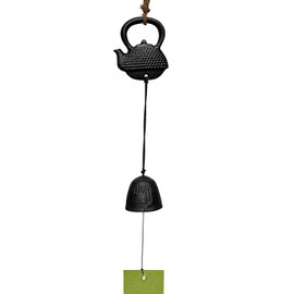 Heiyemon Japanese Wind Chime Nambu Iron Temple Bell Black Color Furin (with Tetsubin)