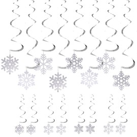16 PCS Snowflake Hanging Swirl Decorations, Winter Snowflakes Hanging Ceiling, Party Ceiling Hanging Ornaments Snowflake Ceiling Streamers for New Year Christmas Decor Holiday Party Supplies