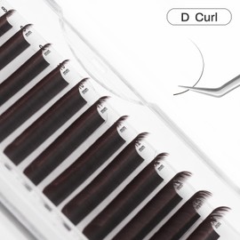 NATUHANA Colored Eyelash Extensions 0.07mm D Curl 8-14mm Mixed Length Tray, Premium Individual Easy Fan Lashes Volume, Professional Supplies for Lash Techs(Red+Brown,0.07 D,8-14 MIX)