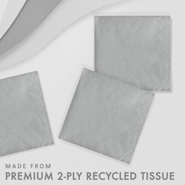 Creative Converting Touch of Color 2-Ply 50 Count Paper Beverage Napkins, Shimmering Silver