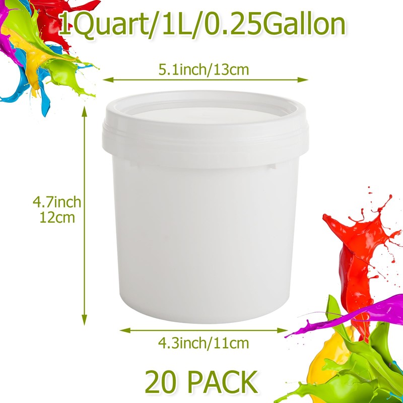 AKOLAFE 20 Pack Paint Buckets for Painting Empty Paint Cans