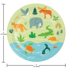 Trendware World Adventure First Birthday Wildlife Animal Dessert Plates, 24 ct