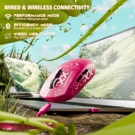 ATTACK SHARK G3 Pro Wireless Gaming Mouse with Magnetic Charging Dock,PixArt PAW3311 Gaming Sensor,BT/2.4G Wireless/Wired Gaming Mouse,25000 DPI,59g Superlight Gamer Mice for PC/Win/PS/Mac(Rose)