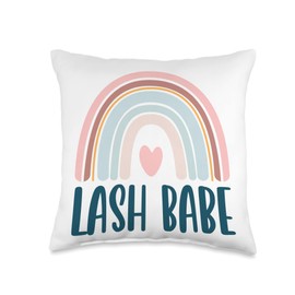 Lash Babe Lash Tech & Lash Stylist Quote Artist Technician Rainbow Lash Babe Throw Pillow, 16x16, Multicolor