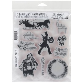Stampers Anonymous Tim Holtz Cling Rubber Stamp Set 7 x 8.5-inch, Mini Holidays #5, Multi-Colour