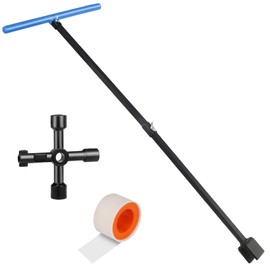 JORETLE Water Meter Key 28 Inch Shut Off Tool - 4-Way Multifunctional Key and Seal Tape for Opening and Closing Meters or Valves
