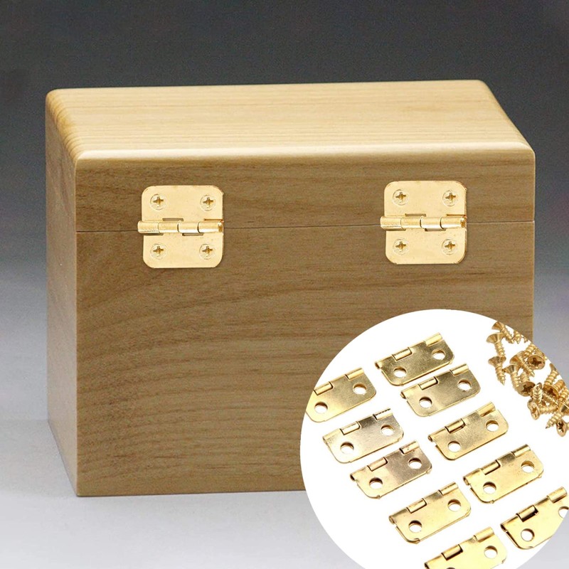 Mgoodoo Pack of 10 Mini Hinges Gold Stainless Steel Small