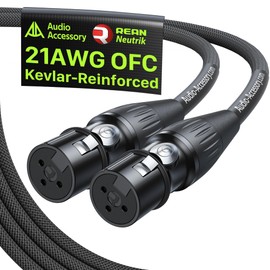 AA AUDIO ACCESSORY Female to Female XLR Cable 10ft, Gold Plated Neutrik REAN, 21AWG OFC, Kevlar-Reinforced Nylon Braided, XLR Extension Cable for Patchbays, Audio Interfaces, Stage Boxes & PA Systems