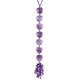 mookaitedecor Amethyst Healing Crystal Hanging Ornament for Car Home Window Decoration, Gemstone Purple Love Heart Shaped Wall Art Hanging Ornament Good Luck Gift for Reiki Chakra Yoga Meditation