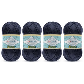 TROYARN Yarn for Crocheting & Knitting - 4 Skeins (4x383 Yds) - 100% Microfiber Acrylic Yarn - Dark Navy