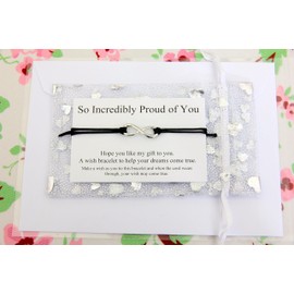 Lucor Proud of You Gift | Inspirational Congratulations Gifts | So Proud of You Infinity Wish Bracelet | Graduation Gift | Passing Exams Gift(Black)