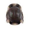 Unisex Ushanka Trapper Bomber Hat Brown Rabbit Fur Leather Aviator