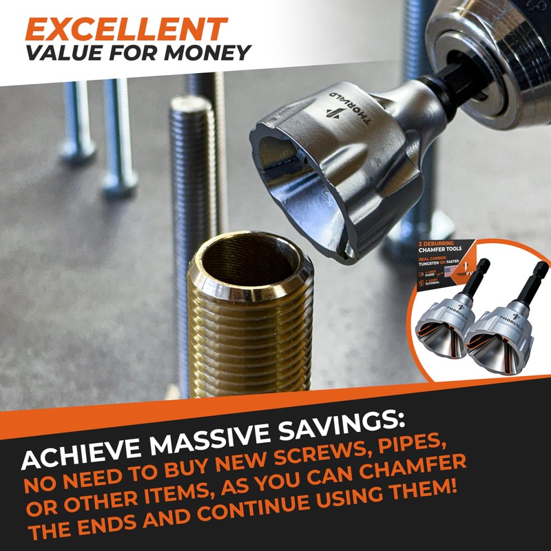 THORVALD 2X Deburring External Chamfer Tool with Tungsten Carbide Blade