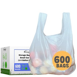 T-shirt Grocery Shopping Bags (600 ct.) Biodegradable White Restaurant Bags (11.5" x 6.5" x 22") Multipurpose Pet Waste Bag Compatible with Arm & Hammer Swivel Bin & Rake pooper scooper (600 Bags)