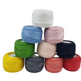 10 Pieces Pearl Cotton Double Shaded Anchor Crochet Cotton Embroidery Thread Balls Size 8 Pearl Balls 2 Ply Crochet Yarn Embroidery (8 Meters Each) (Multicolor 05)