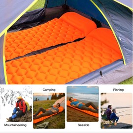 Baiao Ultralight Inflatable Camping Mat - With Integrated Pillow – Lightweight (0.55kg) and Compact Outdoor Sleeping Mat for Hiking and Bikepacking(Orange)