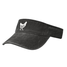 Fenmshairy Women's Floral Chicken Sport Sun Visor Hat Adjustable Empty Top Baseball Cap for Men Women Black