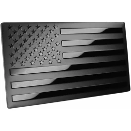 American Metal Flag Auto Fender Emblem for Cars Trucks (5"x3", Black -1 Pack)