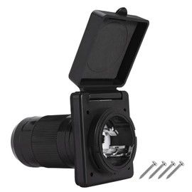 Ficstar 50 AMP Twist Lock RV Shore Power Inlet 125V/250V with 3 Stainless Steel Pins and Screws RV Shore Power Inlet with Weatherproof Boot Kit,NEMA SS2-50P,ETL Listed,Black