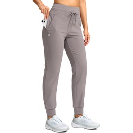G Gradual Women's Fleece Lined Joggers 28"/30"/32" High Waisted Sweatpants Water Resistant Thermal Warm Pants Zipper Pockets(Dusty Grey,30-Small)