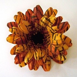Gerbera Daisy Artificial Flower Hair Clip/Pin Brooch, Tiger