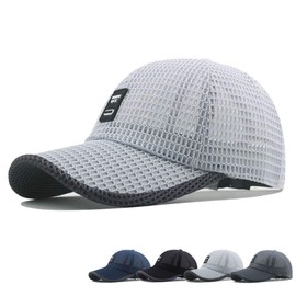 RUICHENG Mesh Cap Baseball Cap Men's Summer Baseball Cap Sports Cap Peaked Cap, lightgrey