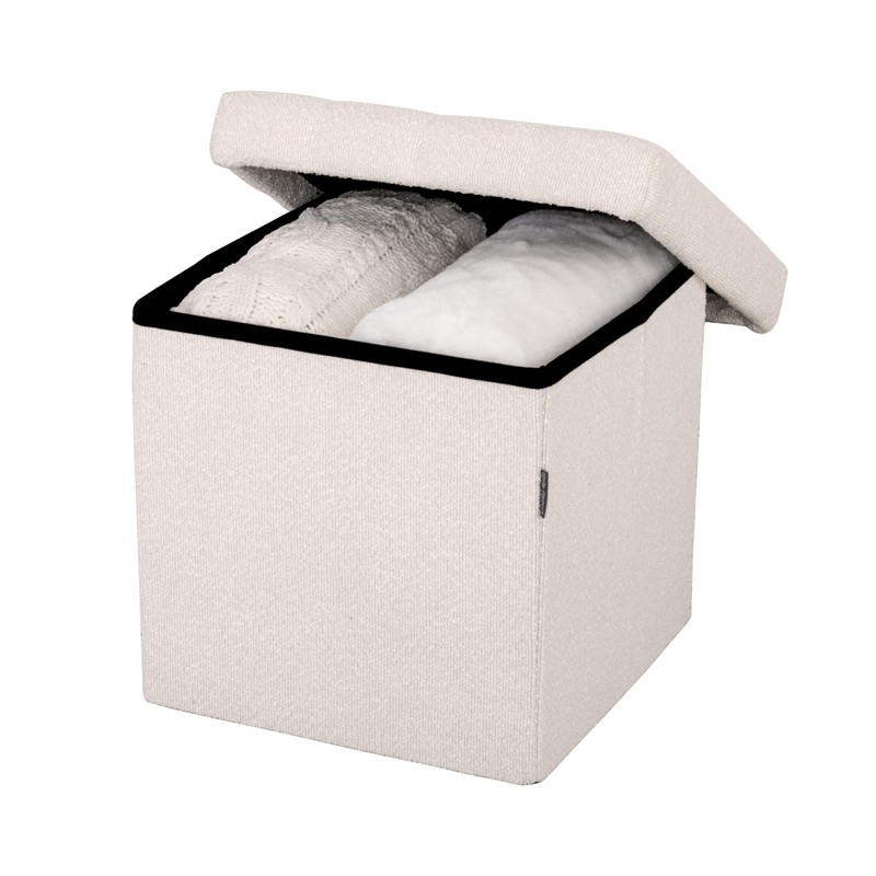 Seville Classics Cushioned Fabric Ottoman Hidden Storage Chest Footrest Chair,