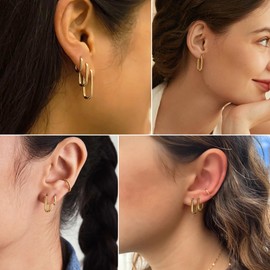 Alexcraft Hoop Earrings, Gold, Silver, Small Women’s Earrings, Set for Multiple Piercings, Yellow Gold