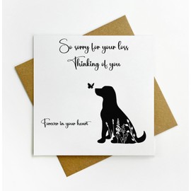 Dog Pet Loss - Sympathy - Dog - Thinking of you - So sorry for your loss - Beautiful textured card 15x15cm - Bereavement