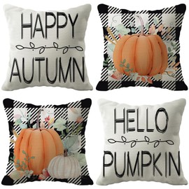Dotegu Fall Pillow Covers 18x18 Set of 4 for Autumn Decoration Fall Decor Pumpkin Maple Leaf Thanksgiving Pillows Decorative