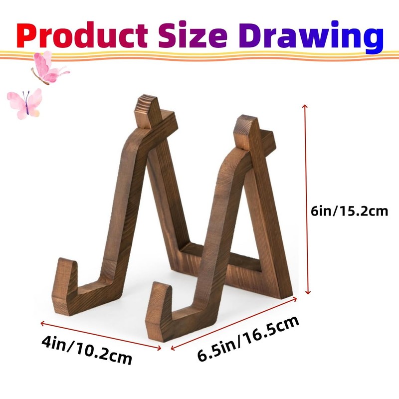 Wood Display Stand,6 Inch Plate Display Stand,Multifunctional Book Display Stand,For