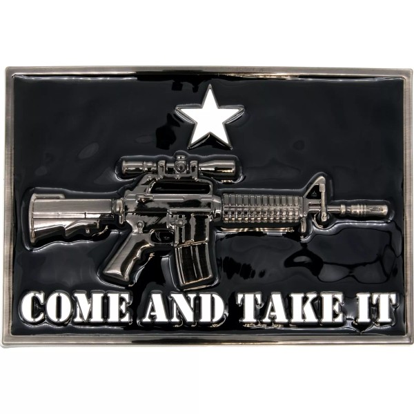 Eagle Emblems Black Belt Buckle M16 Rifle Come And Take