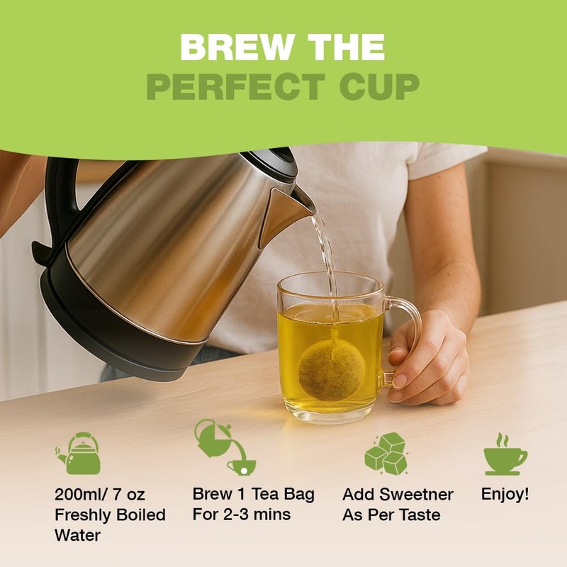 HANDPICK, Organic Green Tea Bags - 100 Eco-Friendly Tea Bags