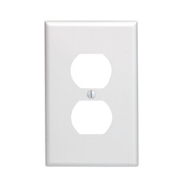 Leviton 1-Gang Duplex Device Receptacle Wallplate, Midway Size, Thermoset, Device Mount, 80503-W, White