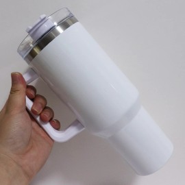 16pcs  40oz 1.0 Double Wall Stainless Steel White Sublimation Blanks Tumbler With Detachable Handle Travel Mug Cupcolor: 16pcs(white), capacity: 40OZ