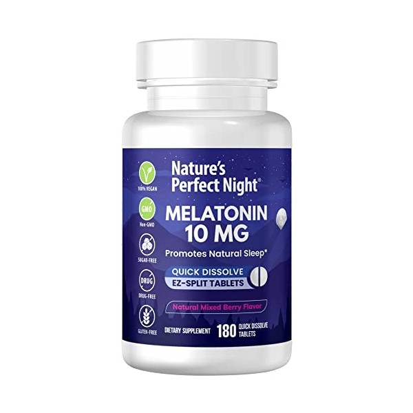 Nature's Perfect Night | Melatonin 10mg | 180 Quick Dissolve