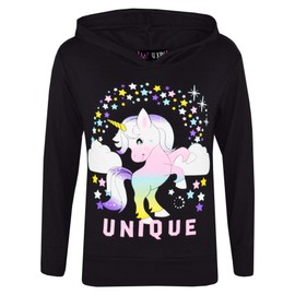 A2Z 4 Kids Girls Tracksuit Rainbow Unicron Dabbing Unicorn - Unicorn Hooded Set 228 Black 7-8