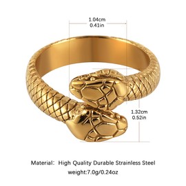 HZMAN Snake Ring Men Women Gothic Jewelry Retro Animal Fashion Personality Stainless Steel Ring