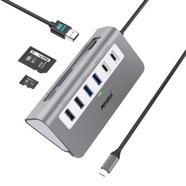 USB C Hub, 9-in-1 Multiport Adapter Hub USB C Docking Station with 4K HDMI, PD 100W, USB 3.0, SD & TF for MacBook, Dell, HP, Lenovo and Other Type C Devices