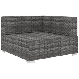 vidaXL Gray Poly Rattan Sectional Corner Chair with Cushions - Weather Resistant, Modular & Light-Weight Design, Perfect for Outdoor Garden and Patio