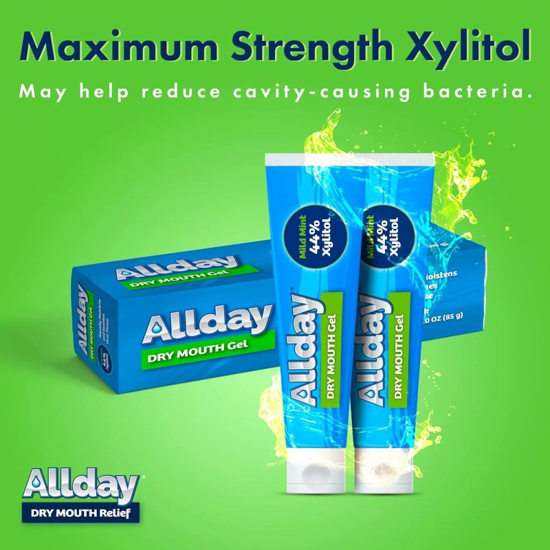 Allday Dry Mouth Gel - Maximum Strength Xylitol, Fast Acting,