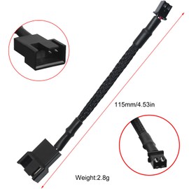 LUORNG 2PCS Mini 2-Pin Fan Adapter Cables to 4-Pin PC Fans to Mini 2-Pin JST XH 2.5mm Headers to Fan Power Adapter with Braid 24AWG Coarse Copper Cable for Device Connection Black