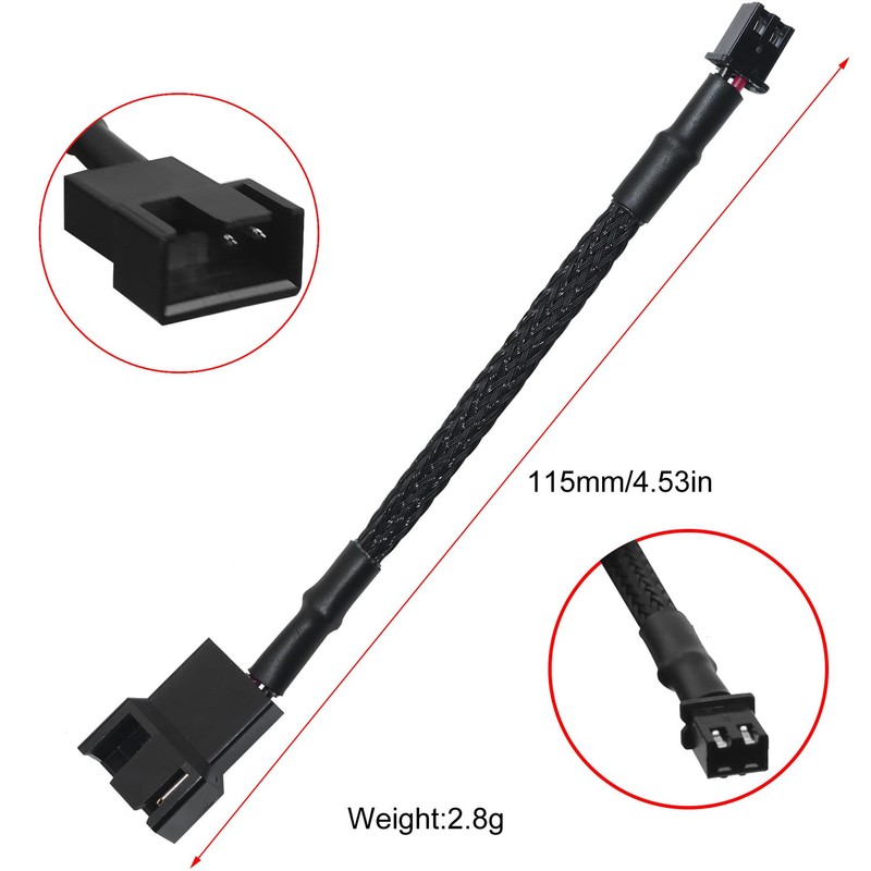 LUORNG 2PCS Mini 2-Pin Fan Adapter Cables to 4-Pin PC
