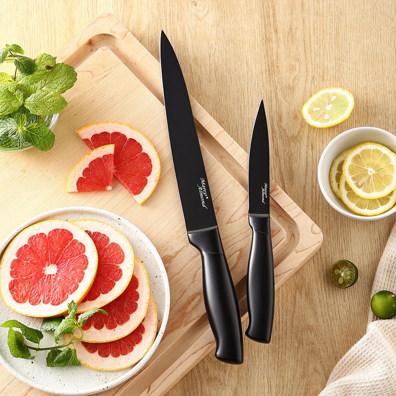 Marco Almond® Kitchen Knife Set with Block and Sharpener MA23,