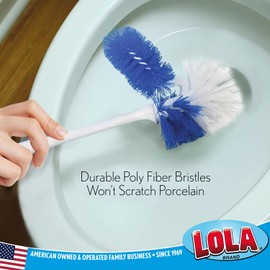 LOLA Classic Toilet Brush w/Under-The-Rim Scrubber, 24 Pack, Deep Cleans The Entire Toilet Bowl, Non-Slip Handle w/Rubber Comfort Grip