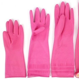 Komax Pink Rubber Gloves 2-Pack for Kitchen Dishwashing - Comfortable Durable Large 5ea