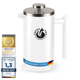 French Press Double Wall Stainless Steel Coffee Pot, Black Press Filter Jug, French Coffee Press (White, 350 ml)