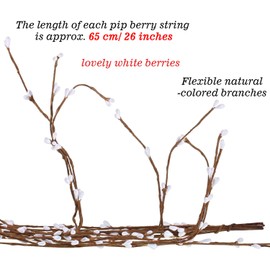 WILLBOND 64 Feet Ply Pip Berry Garland for Christmas Winter Indoor Outdoor Decor Head Wreaths Wedding Crowns (White, 30 Packs)